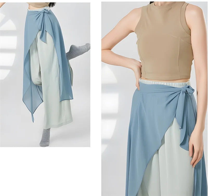 Modern Dance Pant For Women Wide Leg Chiffon Loose High Waisted Trousers Lady Classical Dance Practice Basic Pant Stage Costume