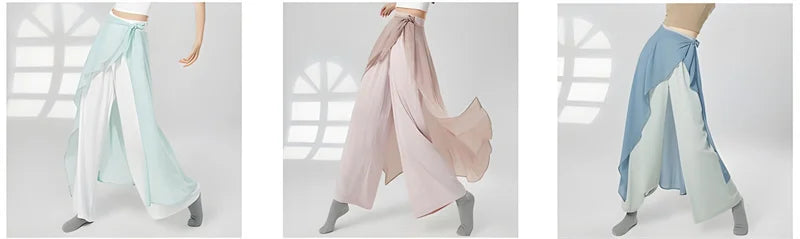 Modern Dance Pant For Women Wide Leg Chiffon Loose High Waisted Trousers Lady Classical Dance Practice Basic Pant Stage Costume
