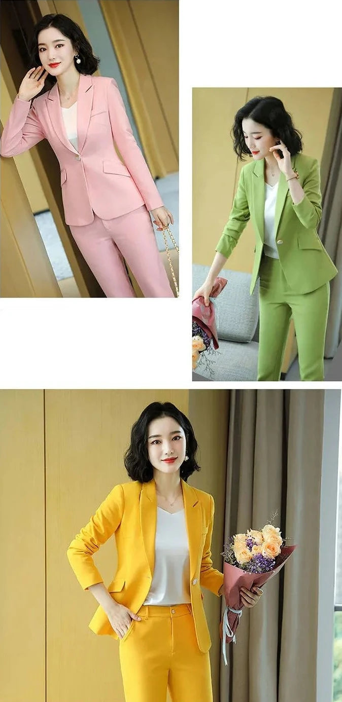 Pant 2 Piece Outfit 2025 Summer Womens Matching Sets Pants Elegant High Quality Blazer Suit Set Of Two Fashion Pieces For Women