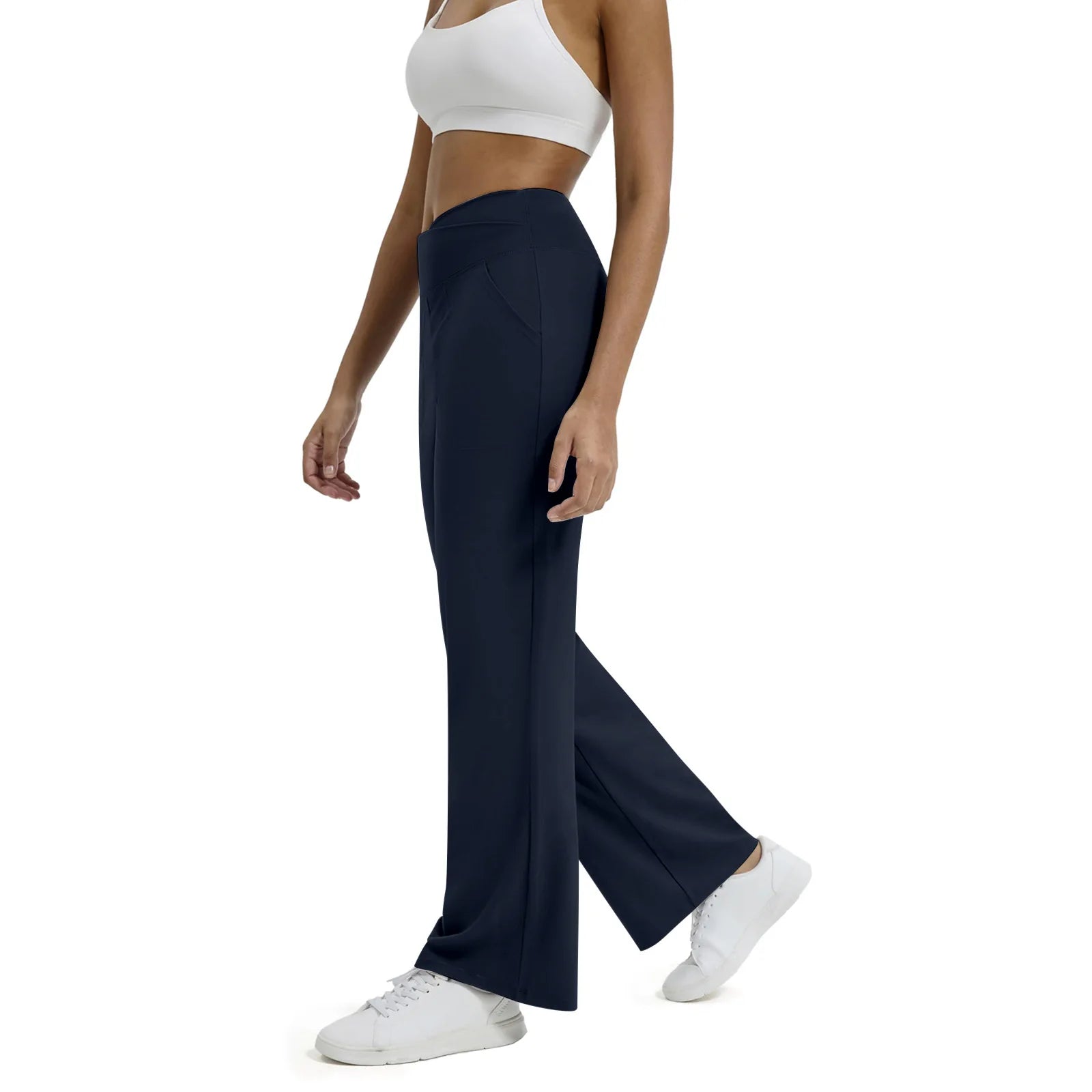 T-pants Casual Pants Female Europe Nude V Waist Cross Wide-leg Pants with Pocket Fitness Yoga