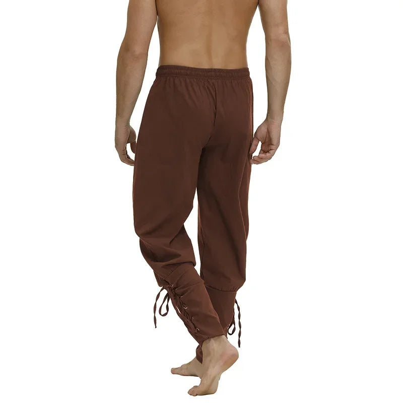 Pirate Pant Viking Costume for Men Renaissance Medieval Pants Drawstring Shorts Halloween Costume Adult Cosplay