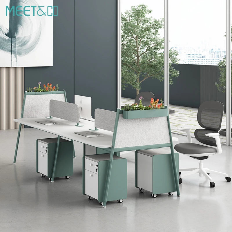 Modern 4-Seater Extendable Office Desk Convertible Modular Coworking Workstation Wooden Design Melamine Style for Open Space  bo