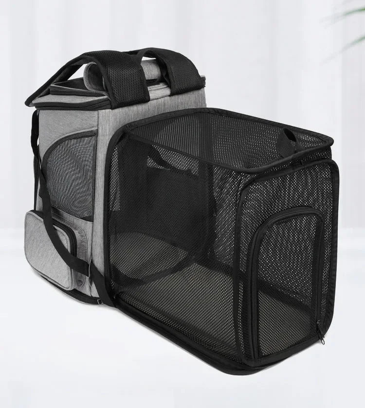 Pet Supplies Out Puppy Backpack Expandable Pet Bag Large Capacity Breathable Portable Cat Backpack Foldable Dog Bag