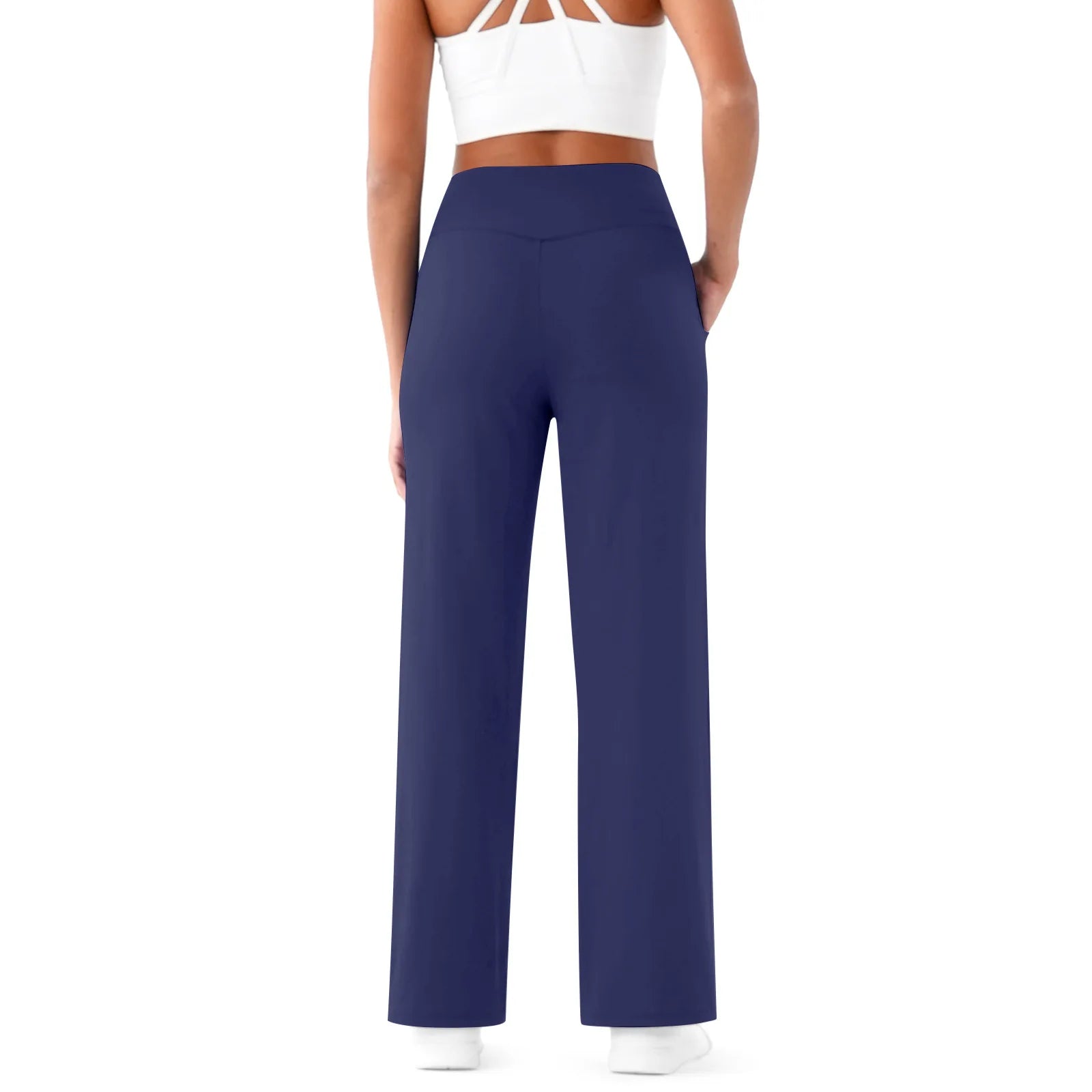 T-pants Casual Pants Female Europe Nude V Waist Cross Wide-leg Pants with Pocket Fitness Yoga