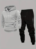 Hoodie sweatshirt men's autumn and winter sportswear and casual set trendy American high street versatile printed coat
