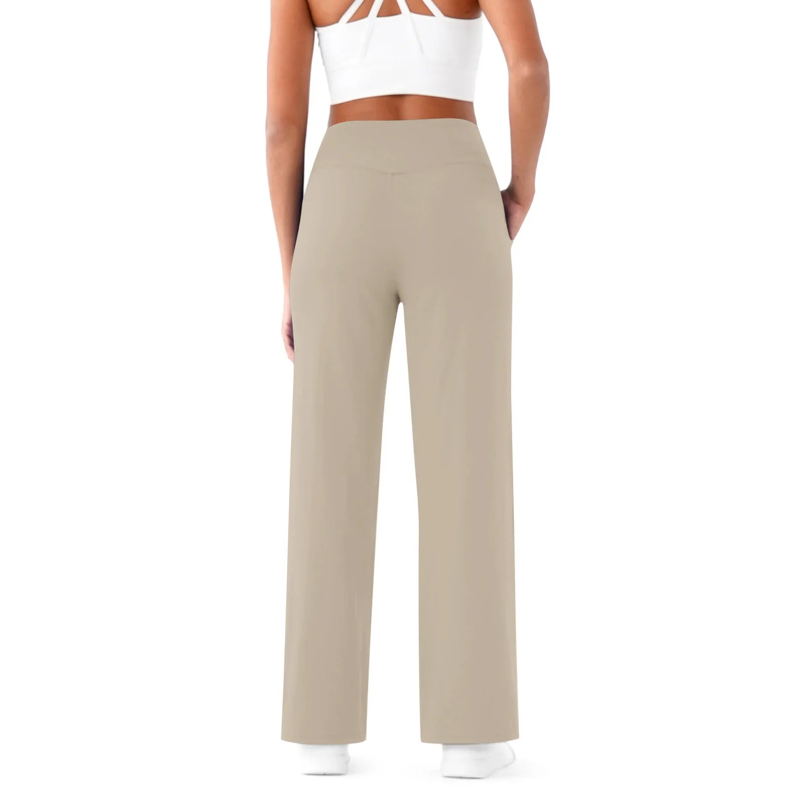 T-pants Casual Pants Female Europe Nude V Waist Cross Wide-leg Pants with Pocket Fitness Yoga
