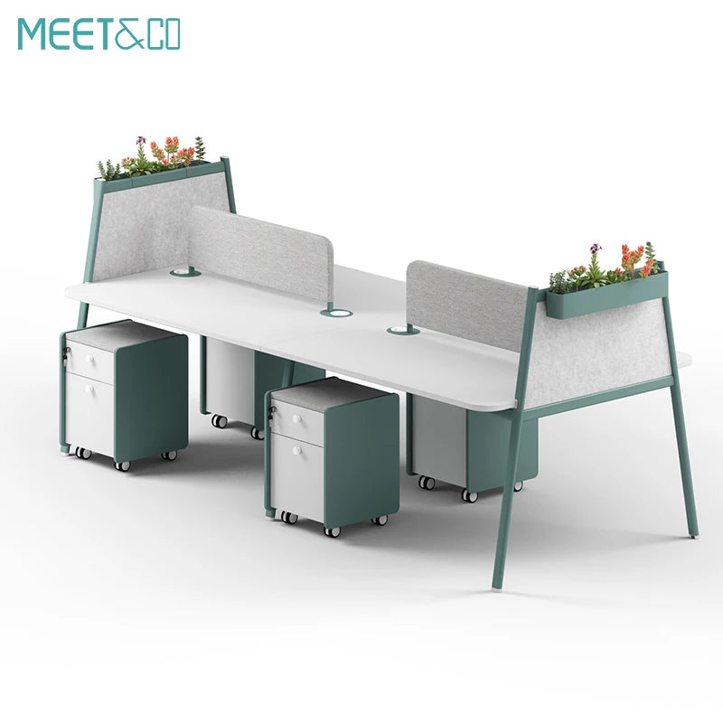 Modern 4-Seater Extendable Office Desk Convertible Modular Coworking Workstation Wooden Design Melamine Style for Open Space  bo
