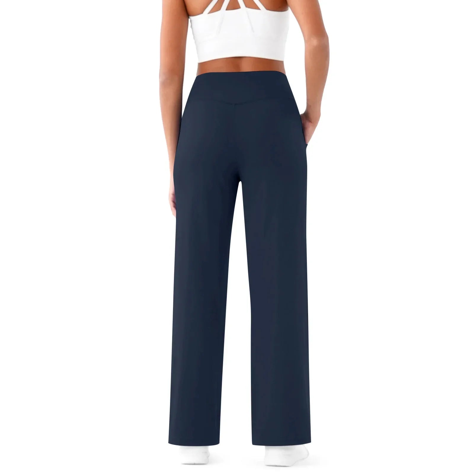 T-pants Casual Pants Female Europe Nude V Waist Cross Wide-leg Pants with Pocket Fitness Yoga