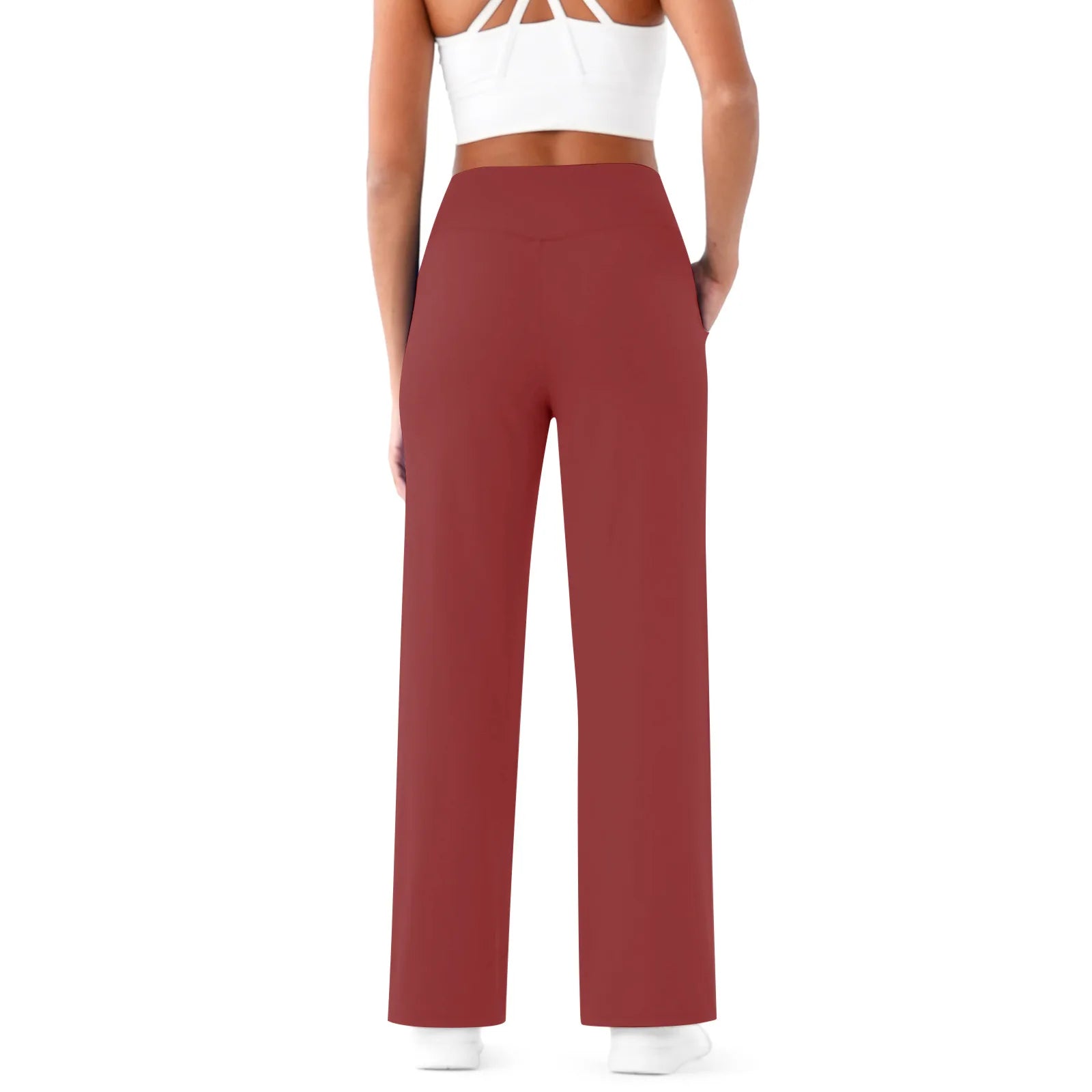 T-pants Casual Pants Female Europe Nude V Waist Cross Wide-leg Pants with Pocket Fitness Yoga