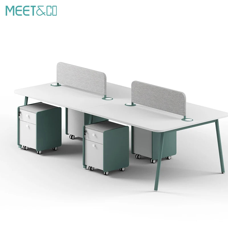 Modern 4-Seater Extendable Office Desk Convertible Modular Coworking Workstation Wooden Design Melamine Style for Open Space  bo