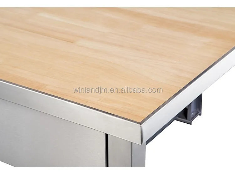 Modern Warehouse Staff Workstation Metal Frame Office Desk With Wood Top Workbench