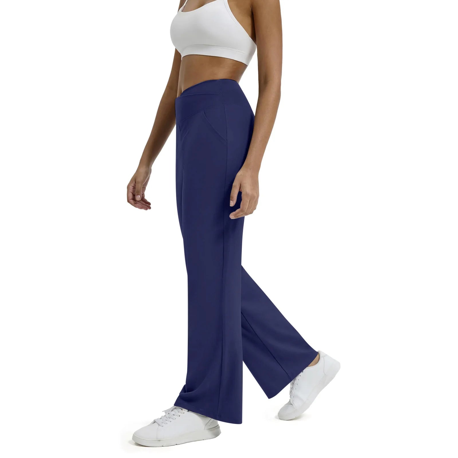 T-pants Casual Pants Female Europe Nude V Waist Cross Wide-leg Pants with Pocket Fitness Yoga