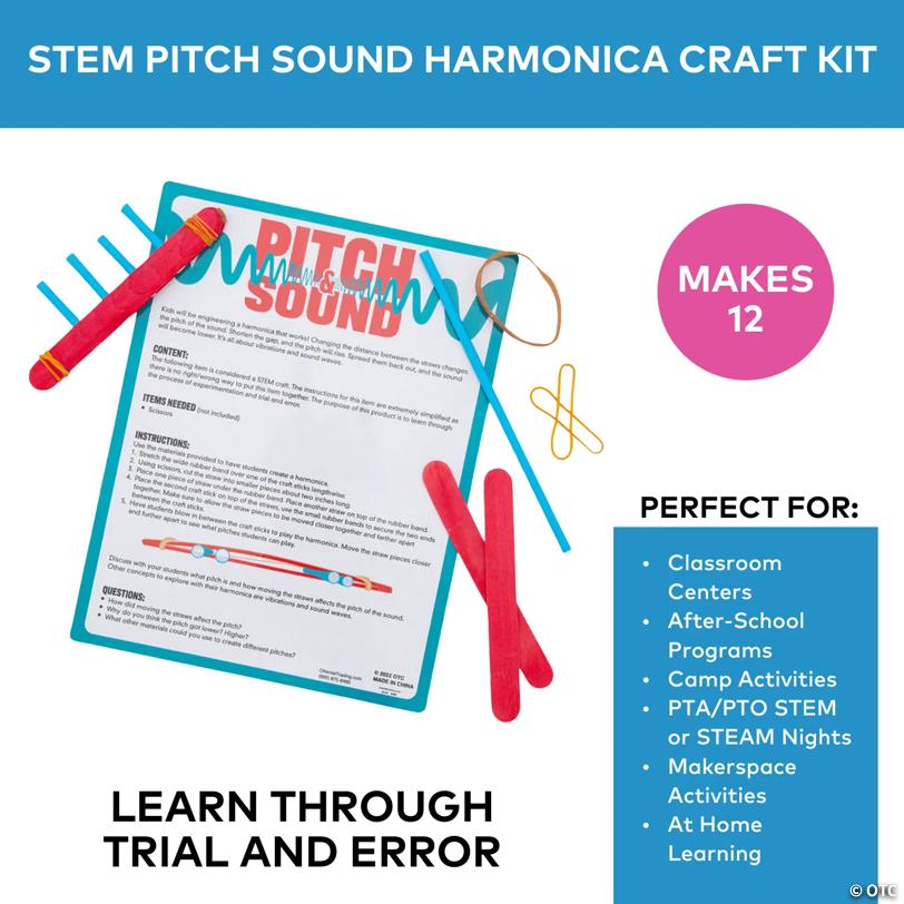 STEM Pitch Sound Harmonica Activity Learning Challenge Craft Kit - Makes 12