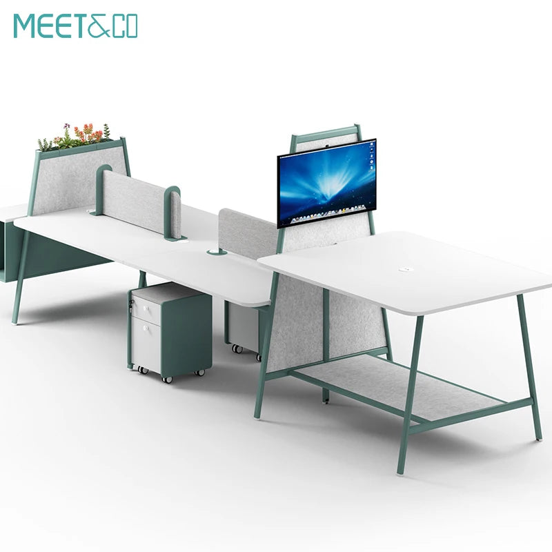 Modern 4-Seater Extendable Office Desk Convertible Modular Coworking Workstation Wooden Design Melamine Style for Open Space  bo