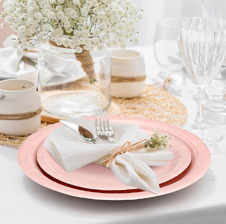 Classic Pink Paper Dessert Plates (24/Pkg)
