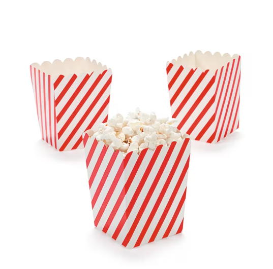 Mini Striped Popcorn Boxes - 24 Pc.