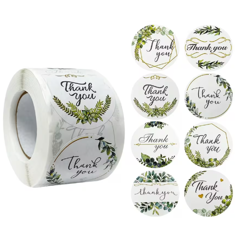Wrapables 1.5" Thank You Stickers Roll, Sealing Stickers and Labels (500pcs)