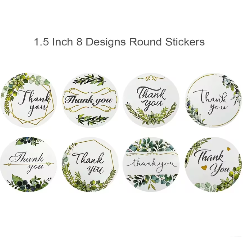 Wrapables 1.5" Thank You Stickers Roll, Sealing Stickers and Labels (500pcs)