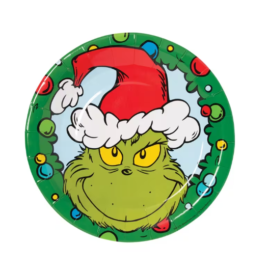 9" Dr. Seuss™ The Grinch Christmas Wreath Paper Dinner Plates - 8 Ct.
