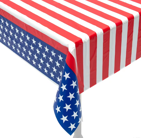 100 ft. x 40" Patriotic Stars & Stripes Disposable Plastic Tablecloth Roll