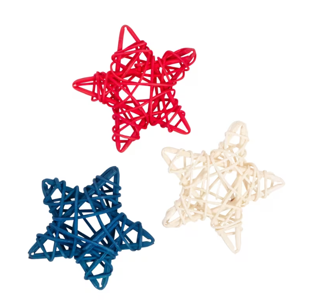 Patriotic Mini Rattan Stars - 12 Pc.
