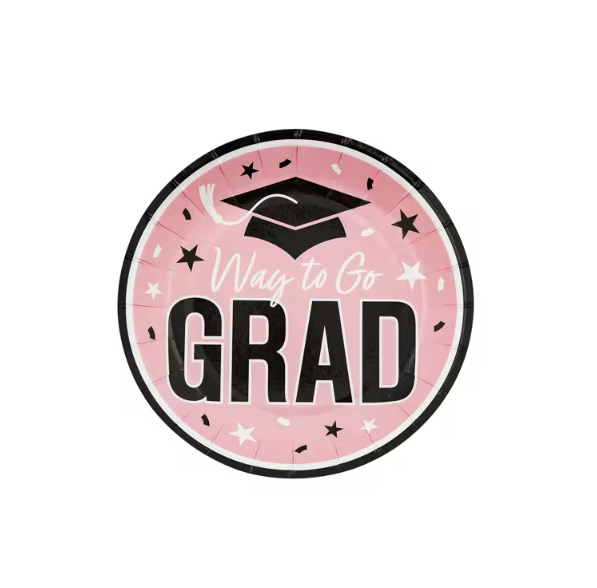 7 1/4" Way to Go Grad Disposable Paper Dessert Plates - 25 Ct.