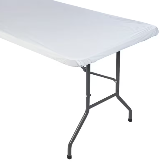 8 Ft. Fitted Rectangle Disposable Plastic Tablecloths