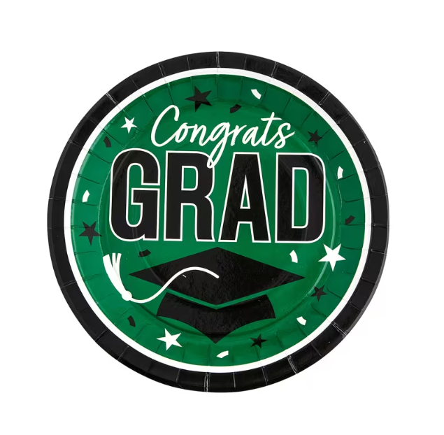Graduation Party Congrats Grad Round Paper Dinner Plates 9" - 25 Ct.