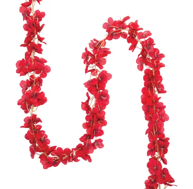 Red Wisteria Floral Garland – 12 Ft. Decorative Accent
