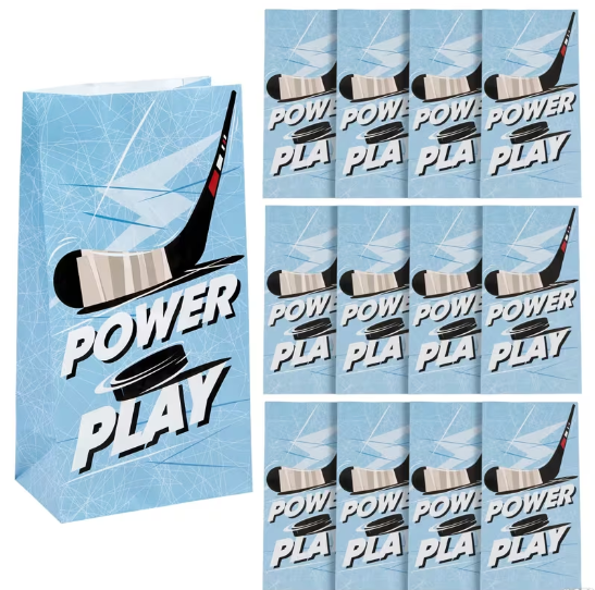 Hockey-Themed Party Favor Bags - 12 Pc.