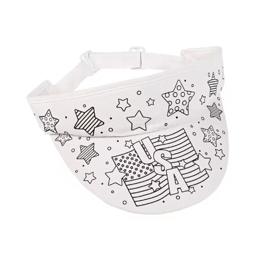Color Your Own Patriotic USA Polyester Visors – 12 Pc.