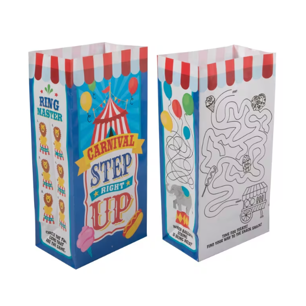 5" x 3 1/4" x 10" Medium Carnival Activity Paper Treat Bags