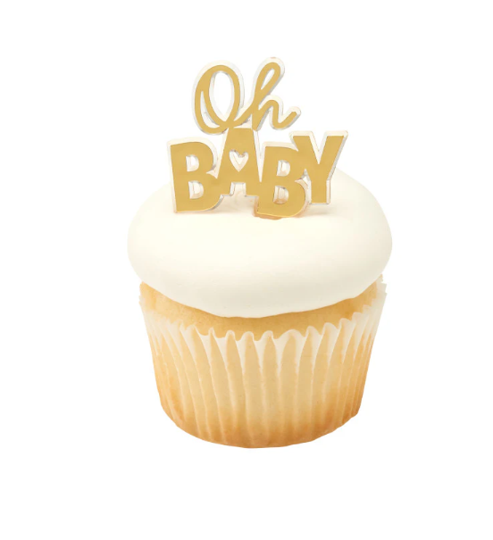 Oh Baby Shower Foil gold Cake Cupcake Rings - 12ct per order