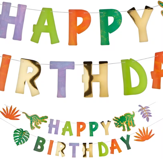 Dinosaur Happy Birthday Garland – 2 Pc.