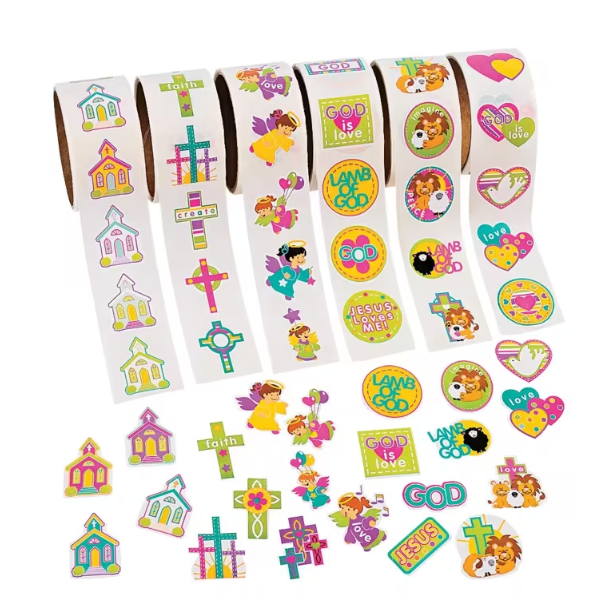 Religious Rolls of Stickers Assortment - 600 Pc.