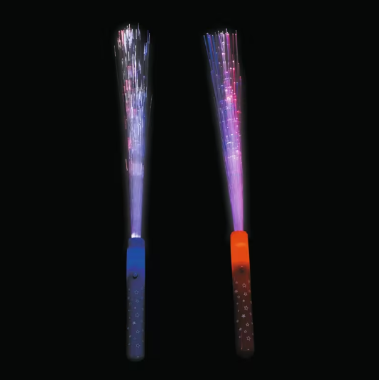 14" Patriotic Fiber Optic Red, White & Blue Light-Up Wands - 12 Pc.