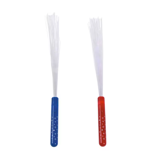 14" Patriotic Fiber Optic Red, White & Blue Light-Up Wands - 12 Pc.
