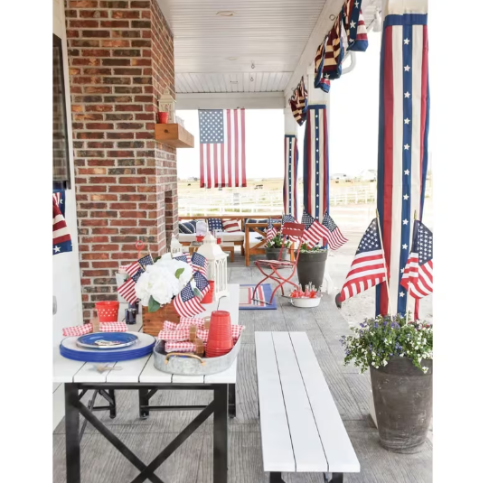 8" x 12" Large Poly-Cotton American Flags on 30" Wood Stick - 12 Pc.