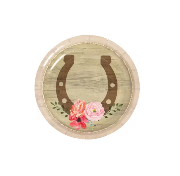 Horse Party Horseshoe Paper Dessert Plates - 8 Ct.