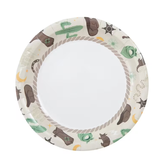 7" Western Icons Round Disposable Paper Dessert Plates - 8 Ct.