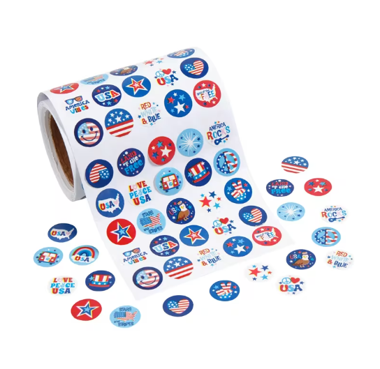 Mini Patriotic Sticker Roll 1000 Pc.