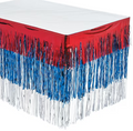 Tiered Patriotic Metallic Fringe Plastic Table Skirt 9 ft. x 29"