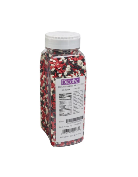 Mickey Mouse Red, Black and White Quins Sprinkles 19 oz. handheld container