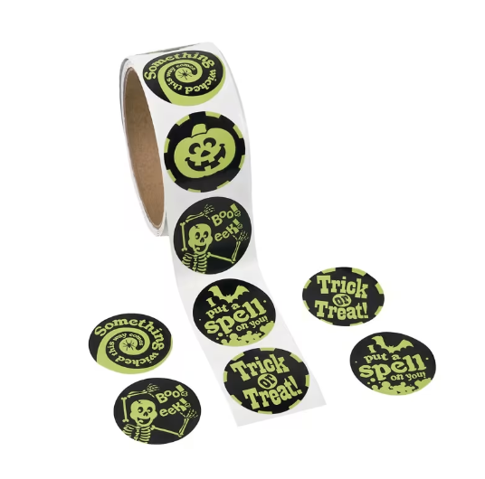 Glow-in-the-Dark Halloween Sticker Roll - 100 Pc.
