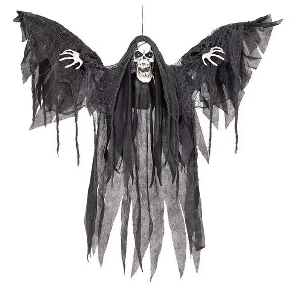 Animated Winged Reaper Hanging Halloween Decoration - 3 ft