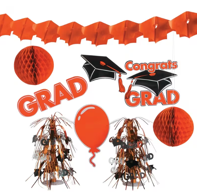 Graduation Party Tabletop & Hanging Decor Decorating Kit - 9 Pc.