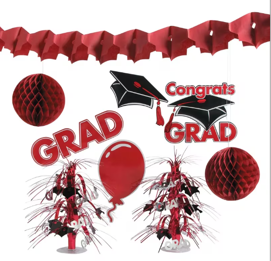 Graduation Party Tabletop & Hanging Decor Decorating Kit - 9 Pc.