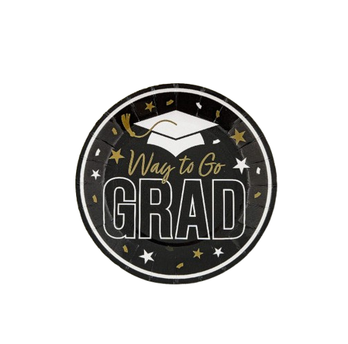 7 1/4" Way to Go Grad Disposable Paper Dessert Plates - 25 Ct.