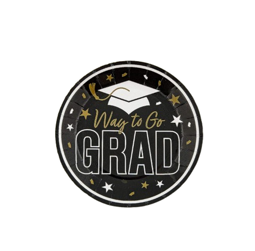 7 1/4" Way to Go Grad Disposable Paper Dessert Plates - 25 Ct.