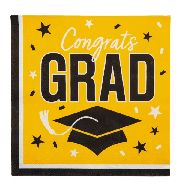 Congrats Grad Party Paper Luncheon Napkins 6 1/2" Bulk 50 Ct.